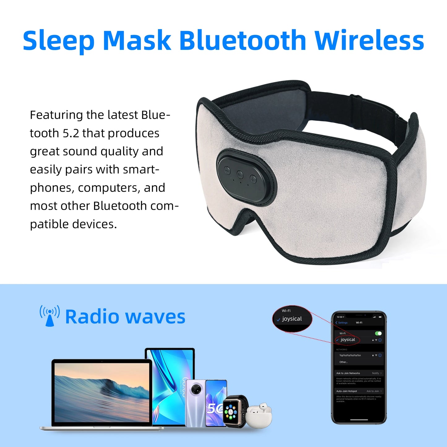 Smart Sleep Mask with Bluetooth Headphones